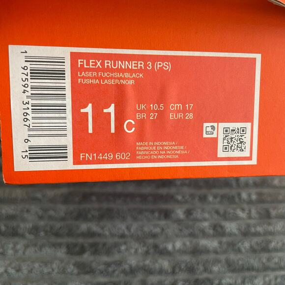 Nike Flex Runner 3 Toddler Girls Shoes 11C Pink Black Slip On FN1449-602 - Picture 5 of 10